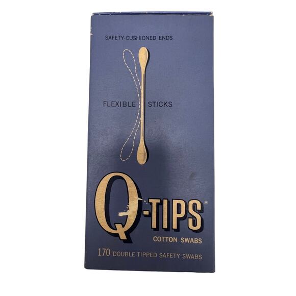 Vintage Q Tips Flexible Double Tipped Cotton Swabs Box 1970s - Picture 1 of 7
